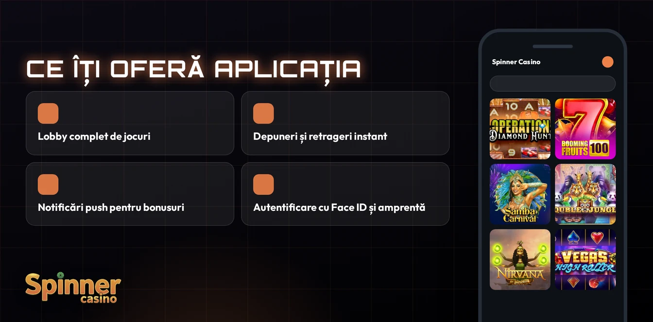 Instalează aplicația Spinner Casino.